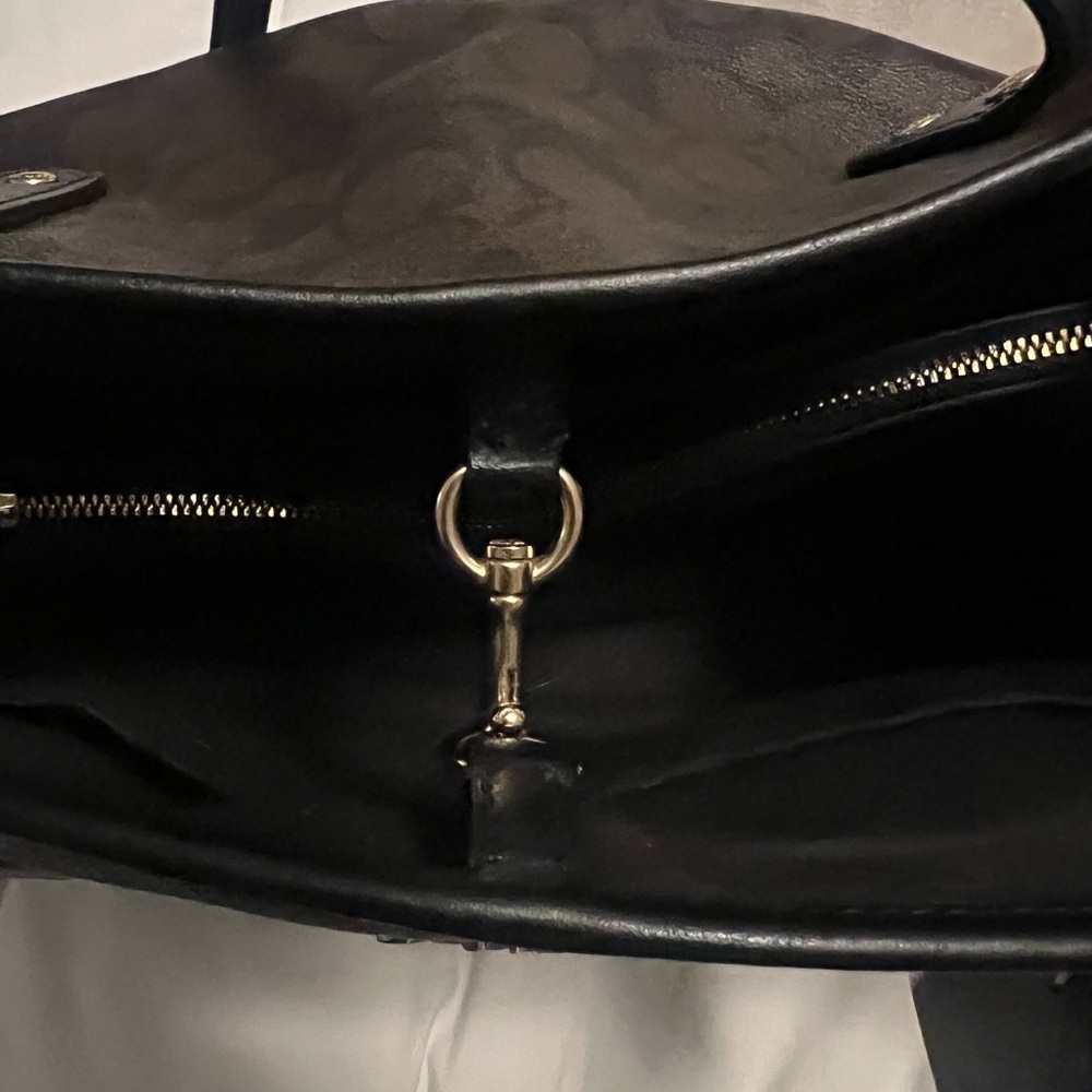 COACH Signature Canvas Tote Bag in Dark Brown/Black - Picture 4 of 4
